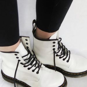 White leather Doc Martens